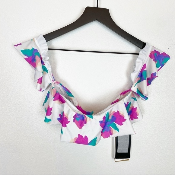 Vix Natalie Bandeau Floral Ruffle Bikini Top Posy - Picture 4 of 6